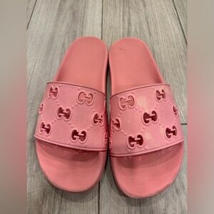 Pink Gucci Rubber Slides Size 41